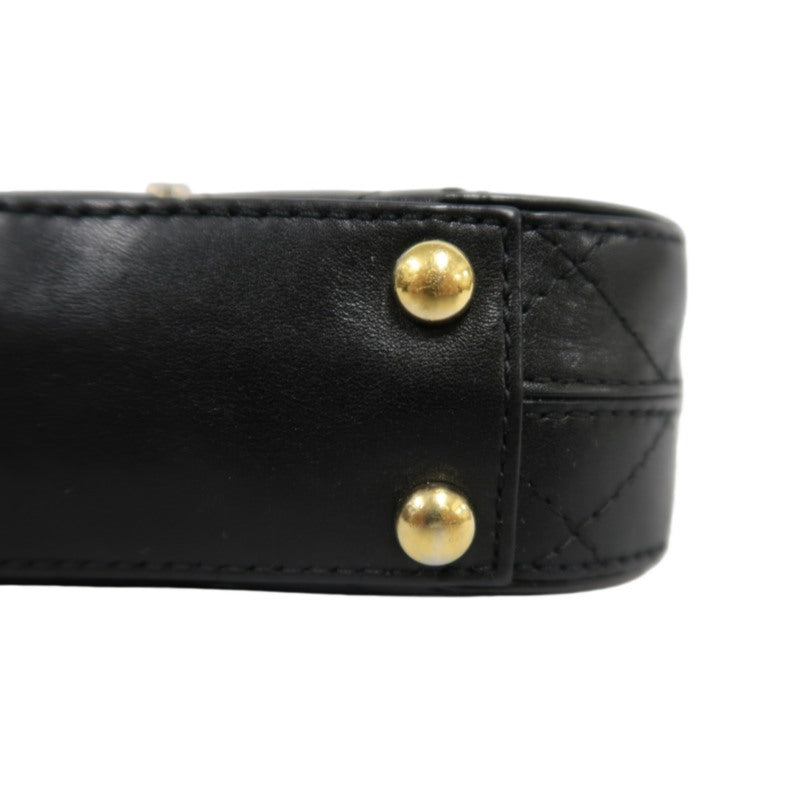 CHANEL Matelassé Caviar Leather Shoulder Bag Black Gold-Tone Hardware