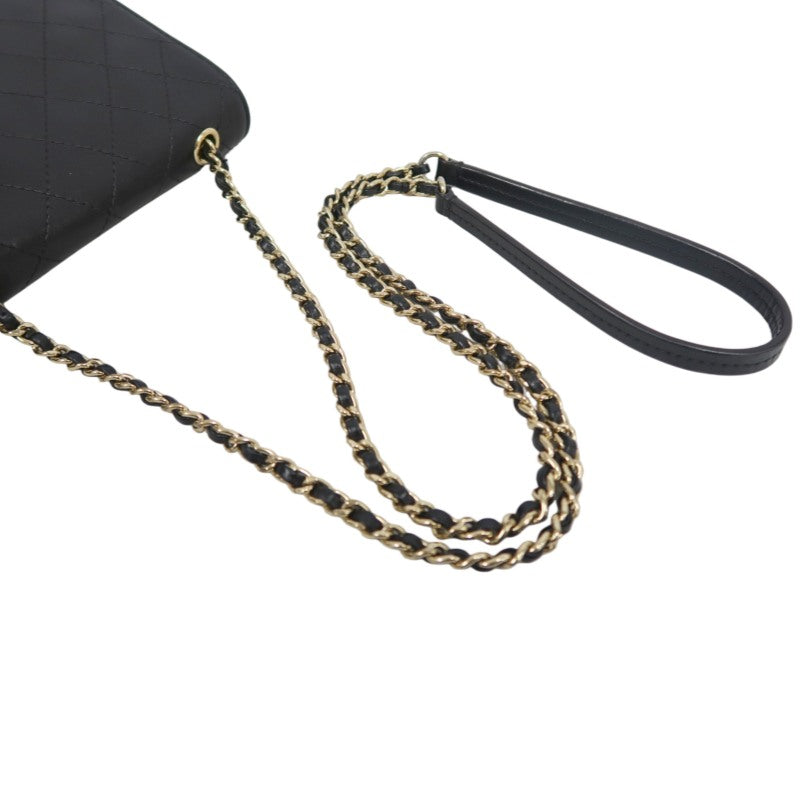 CHANEL Matelassé Caviar Leather Shoulder Bag Black Gold-Tone Hardware