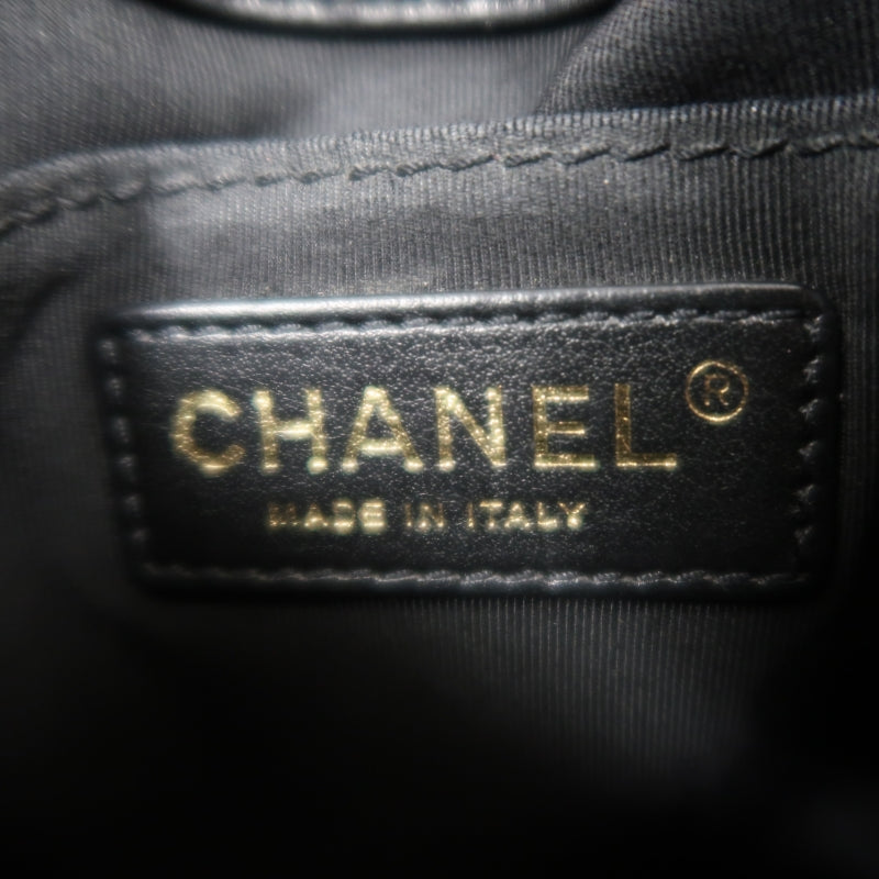 CHANEL Matelassé Caviar Leather Shoulder Bag Black Gold-Tone Hardware