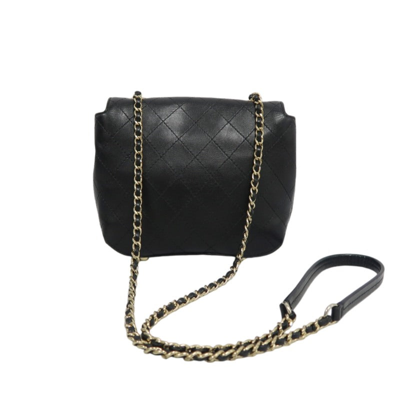 CHANEL Matelassé Caviar Leather Shoulder Bag Black Gold-Tone Hardware