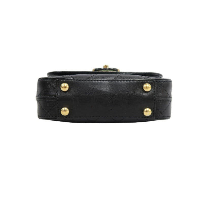 CHANEL Matelassé Caviar Leather Shoulder Bag Black Gold-Tone Hardware