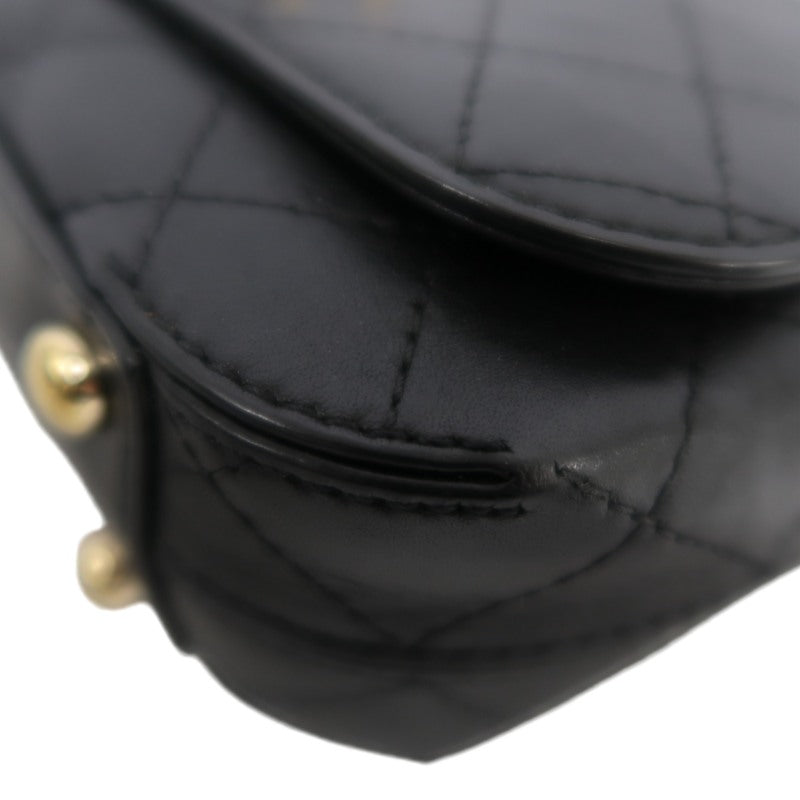CHANEL Matelassé Caviar Leather Shoulder Bag Black Gold-Tone Hardware