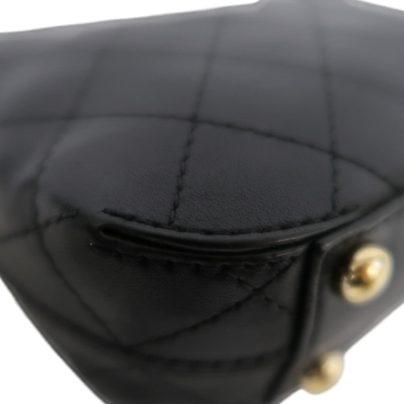 CHANEL Matelassé Caviar Leather Shoulder Bag Black Gold-Tone Hardware
