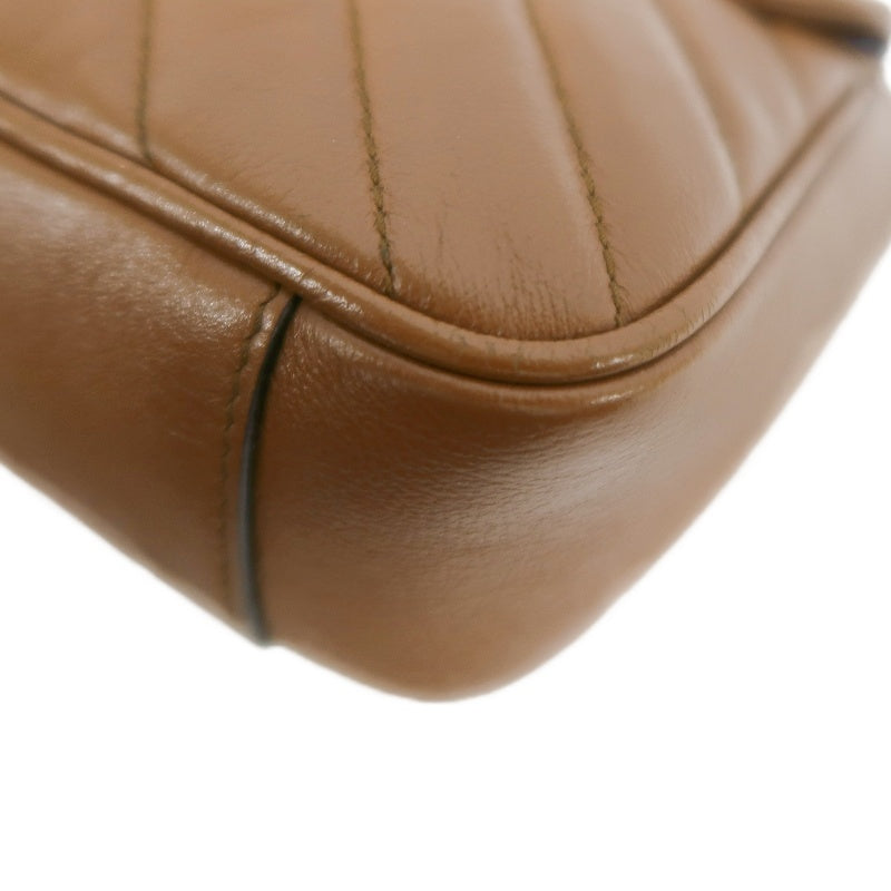 GUCCI GG Marmont Leather Shoulder Bag Brown Gold-Tone Hardware