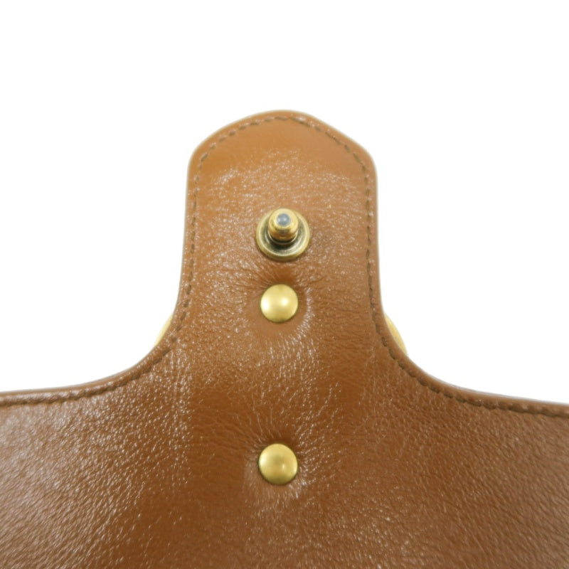 GUCCI GG Marmont Leather Shoulder Bag Brown Gold-Tone Hardware