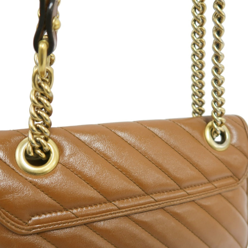 GUCCI GG Marmont Leather Shoulder Bag Brown Gold-Tone Hardware