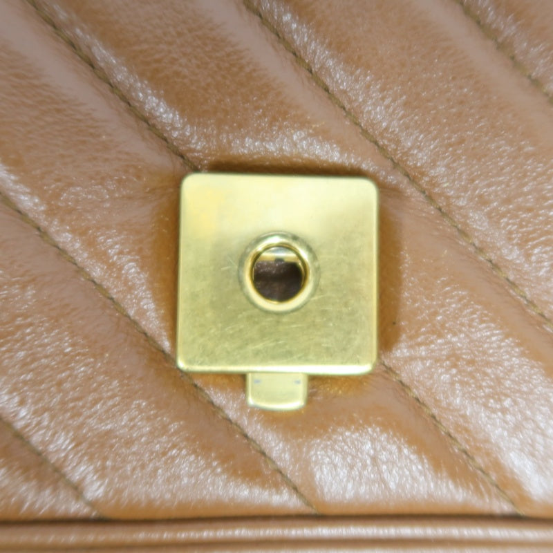GUCCI GG Marmont Leather Shoulder Bag Brown Gold-Tone Hardware