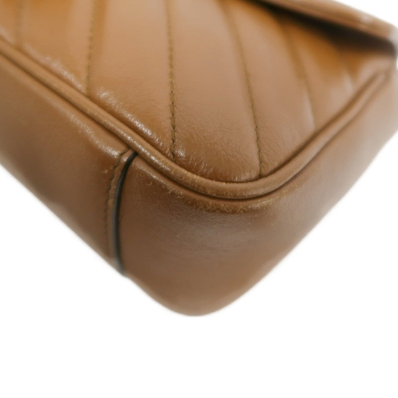 GUCCI GG Marmont Leather Shoulder Bag Brown Gold-Tone Hardware