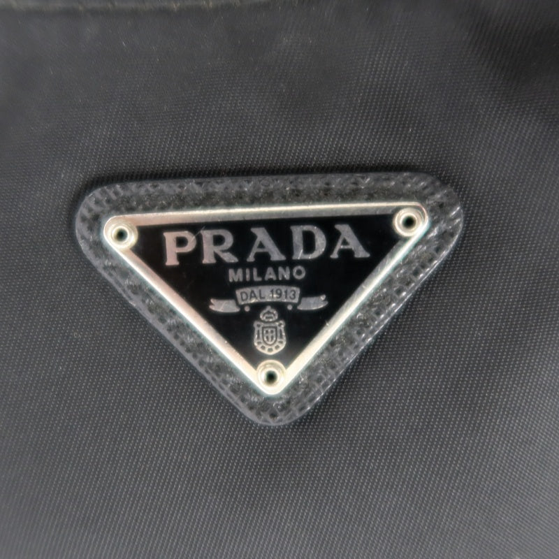PRADA Nylon Shoulder Bag Black Silver-Tone Hardware with Pouch