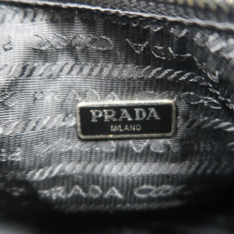 PRADA Nylon Shoulder Bag Black Silver-Tone Hardware with Pouch