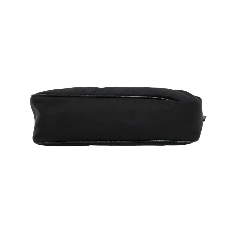 PRADA Nylon Shoulder Bag Black Silver-Tone Hardware with Pouch