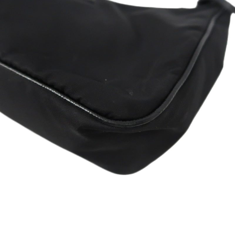 PRADA Nylon Shoulder Bag Black Silver-Tone Hardware with Pouch