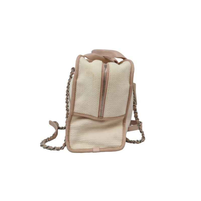 CHANEL Deauville Bowling Bag, Pink Canvas, With Guarantee Card