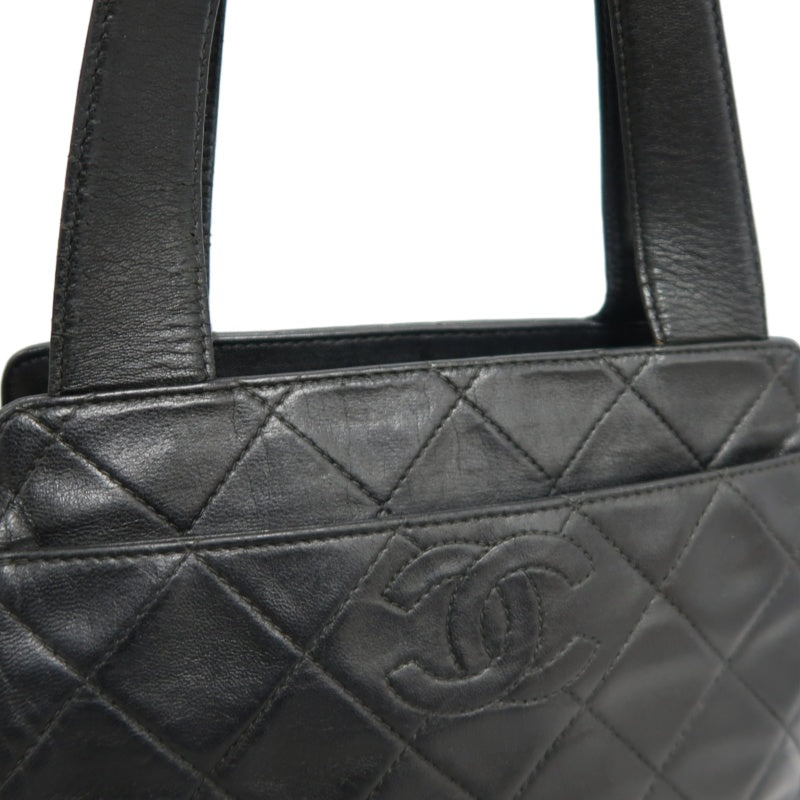 CHANEL Matelasse Diamond Quilted Lambskin Shoulder Bag Black With Authenticity Card