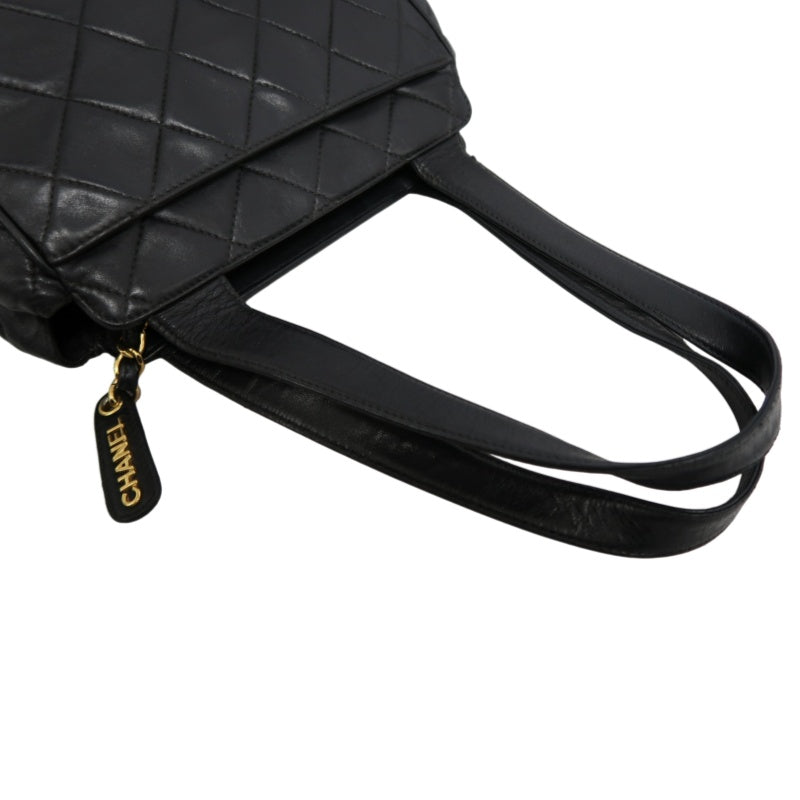 CHANEL Matelasse Diamond Quilted Lambskin Shoulder Bag Black With Authenticity Card
