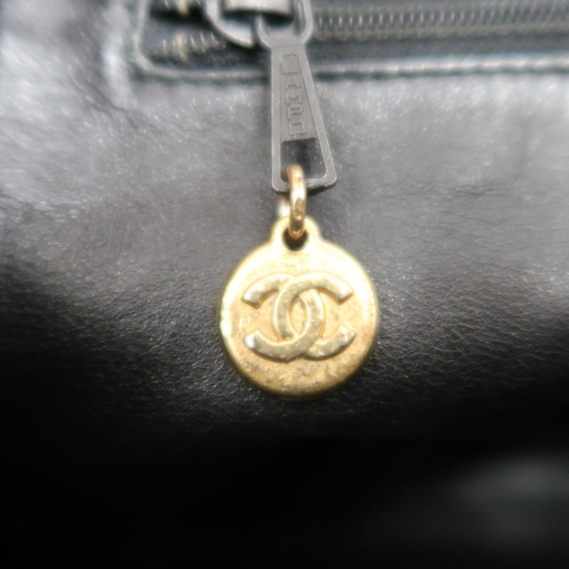 CHANEL Matelasse Diamond Quilted Lambskin Shoulder Bag Black With Authenticity Card