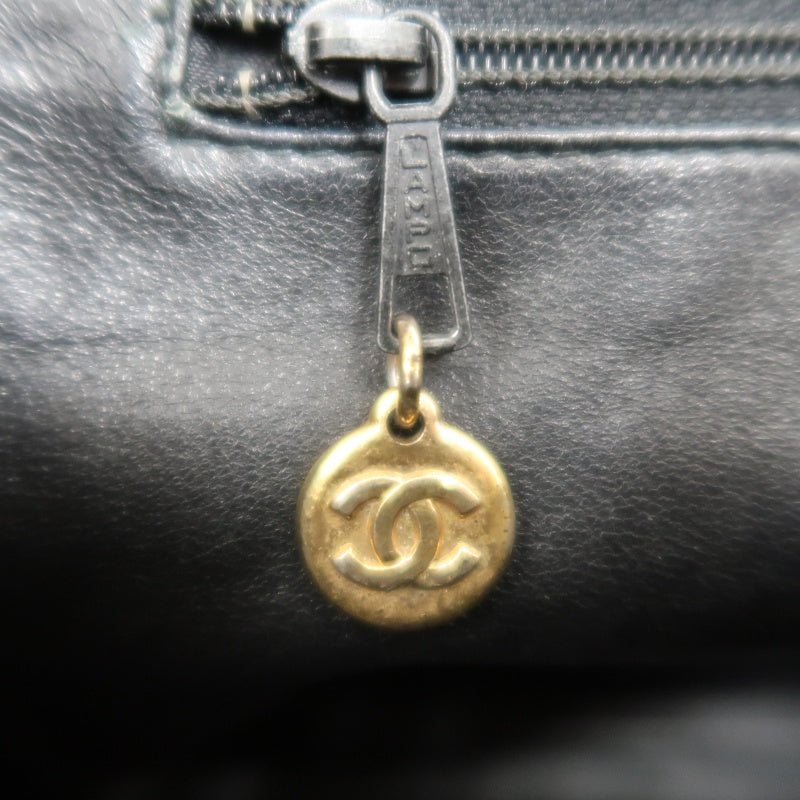 CHANEL Matelasse Diamond Quilted Lambskin Shoulder Bag Black With Authenticity Card