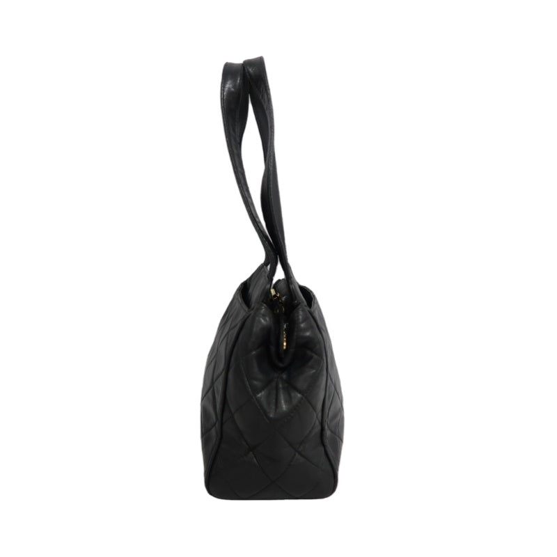 CHANEL Matelasse Diamond Quilted Lambskin Shoulder Bag Black With Authenticity Card
