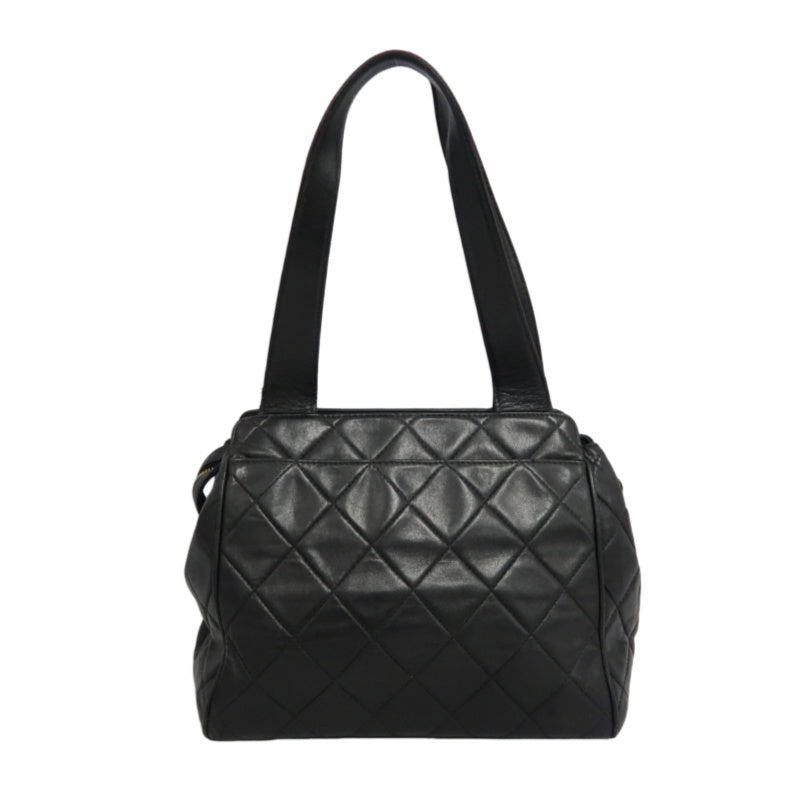 CHANEL Matelasse Diamond Quilted Lambskin Shoulder Bag Black With Authenticity Card