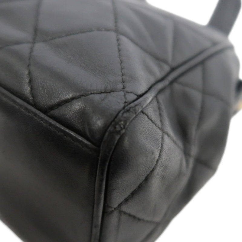 CHANEL Matelasse Diamond Quilted Lambskin Shoulder Bag Black With Authenticity Card