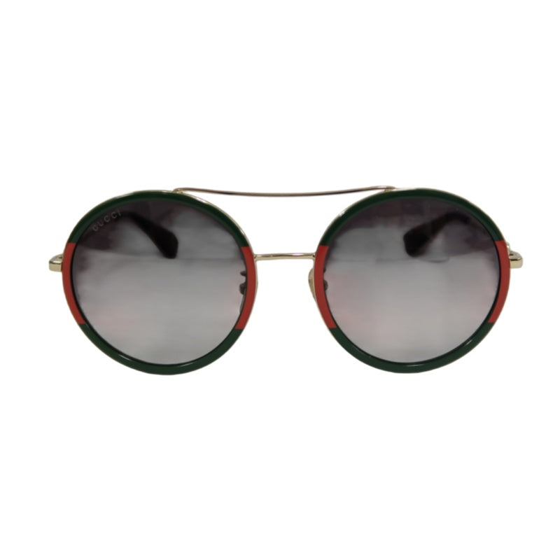 GUCCI Brown Resin Round-frame Sunglasses Color-block With Original Case