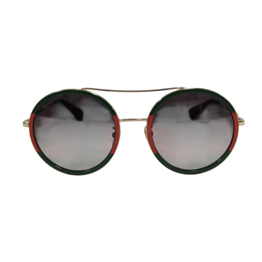 GUCCI Brown Resin Round-frame Sunglasses Color-block With Original Case