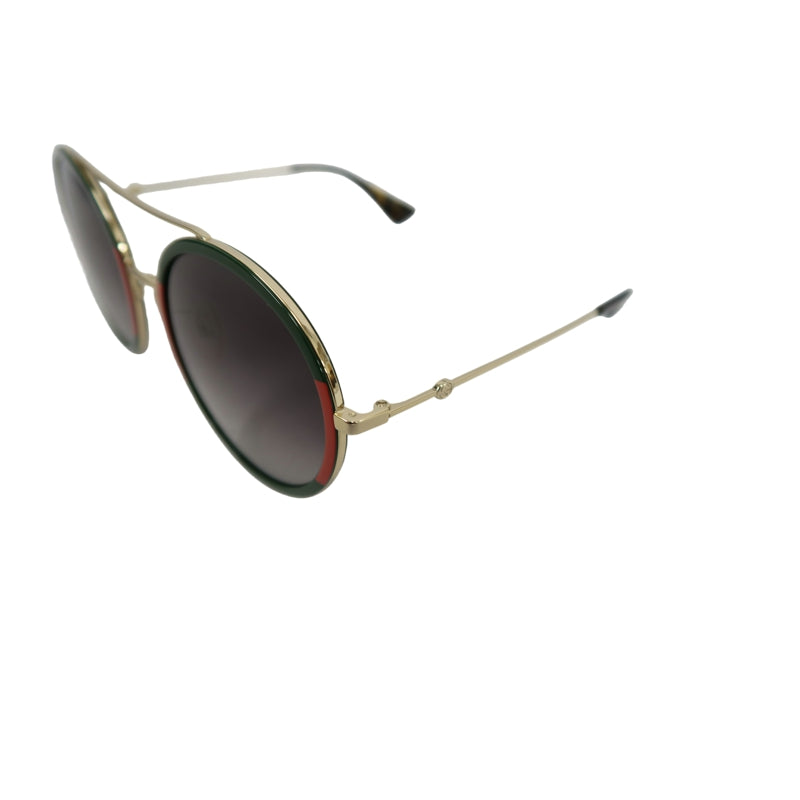 GUCCI Brown Resin Round-frame Sunglasses Color-block With Original Case