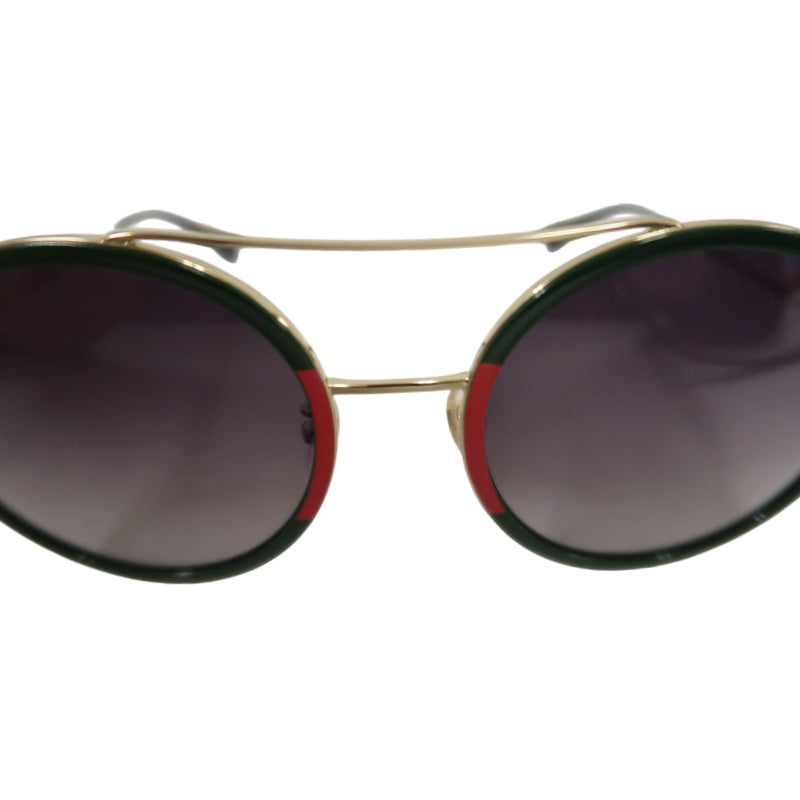 GUCCI Brown Resin Round-frame Sunglasses Color-block With Original Case