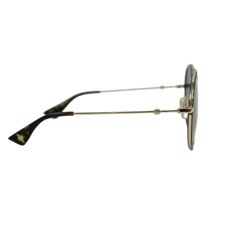 GUCCI Brown Resin Round-frame Sunglasses Color-block With Original Case
