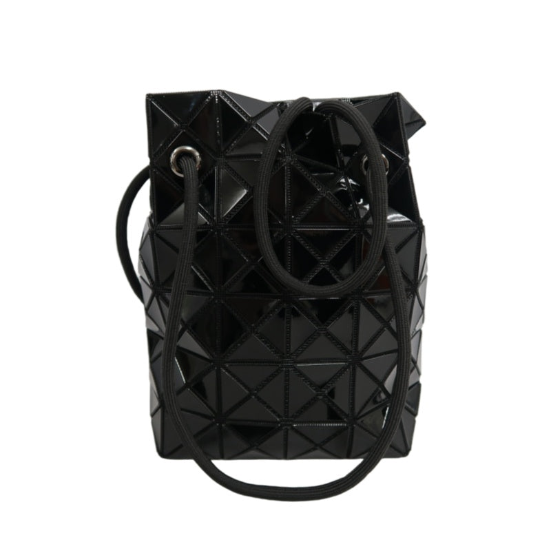 LSSEY MIYAKE BAOBAO 6-grid Geometric PVC Bucket Shoulder Bag Black