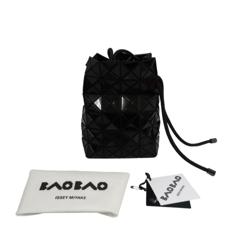 LSSEY MIYAKE BAOBAO 6-grid Geometric PVC Bucket Shoulder Bag Black