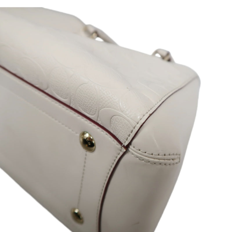 COACH Embossed PVC Tote Bag White With Shoulder Strap