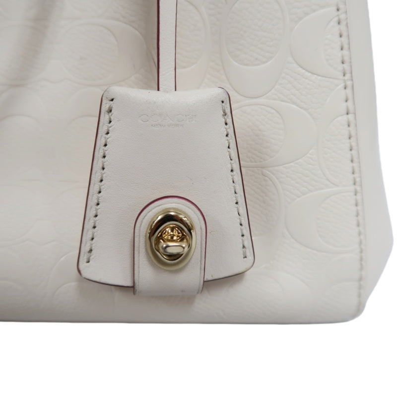 COACH Embossed PVC Tote Bag White With Shoulder Strap