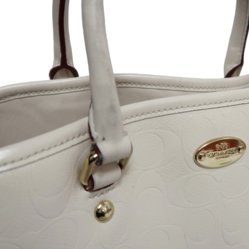 COACH Embossed PVC Tote Bag White With Shoulder Strap