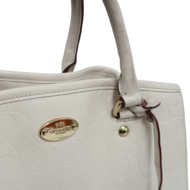 COACH Embossed PVC Tote Bag White With Shoulder Strap