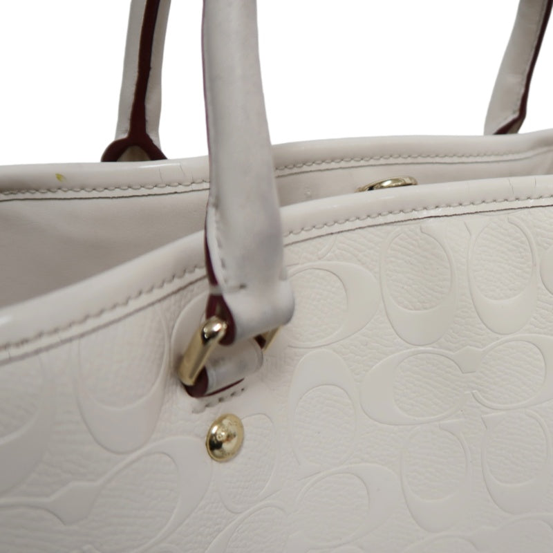 COACH Embossed PVC Tote Bag White With Shoulder Strap