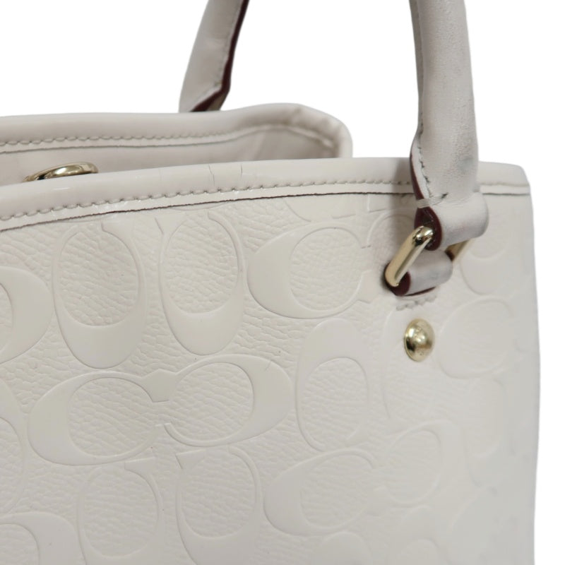 COACH Embossed PVC Tote Bag White With Shoulder Strap