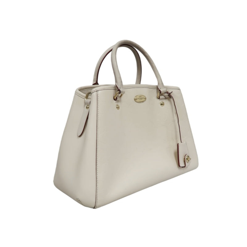 COACH Embossed PVC Tote Bag White With Shoulder Strap