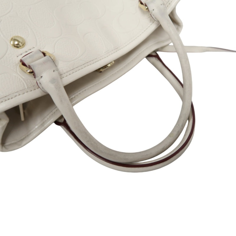 COACH Embossed PVC Tote Bag White With Shoulder Strap