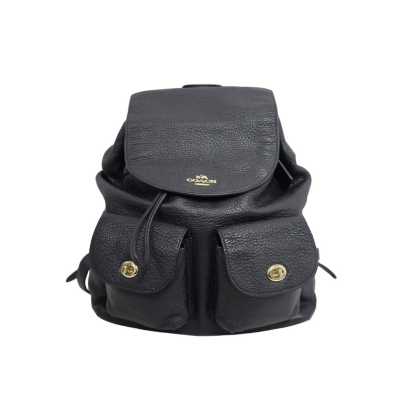 COACH Leather Backpack Black Gold Hardware