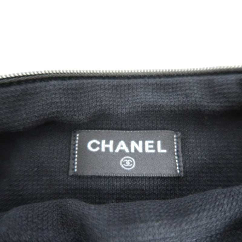 CHANEL Black Pile Fabric Toiletry Pouch