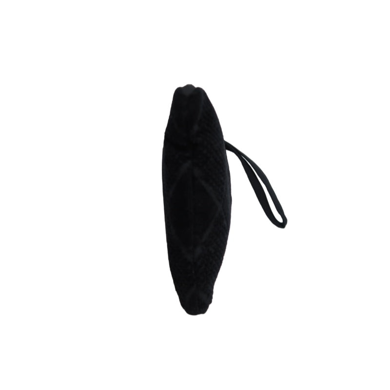 CHANEL Black Pile Fabric Toiletry Pouch