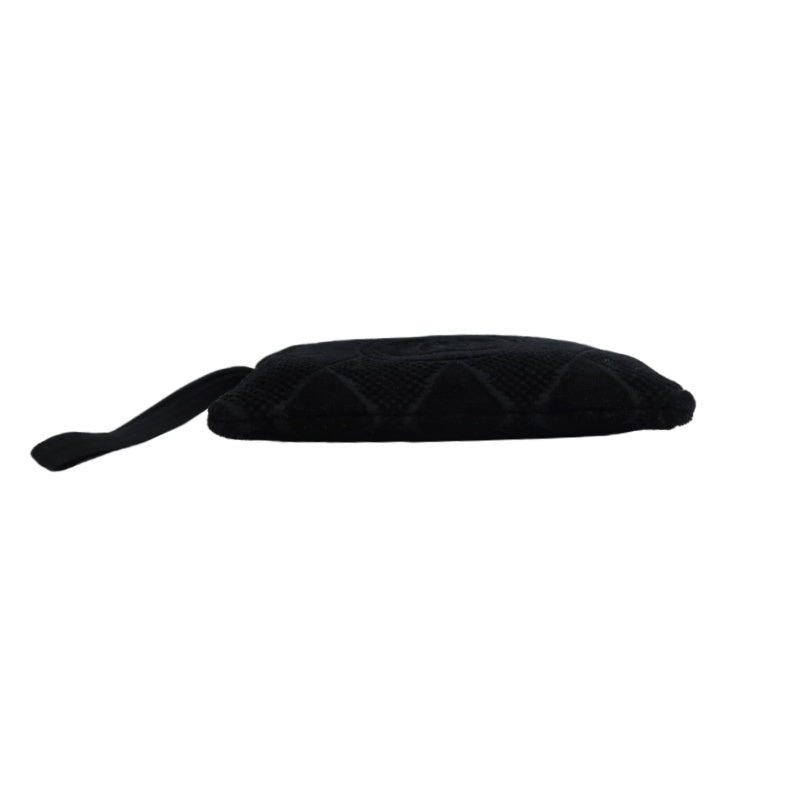 CHANEL Black Pile Fabric Toiletry Pouch