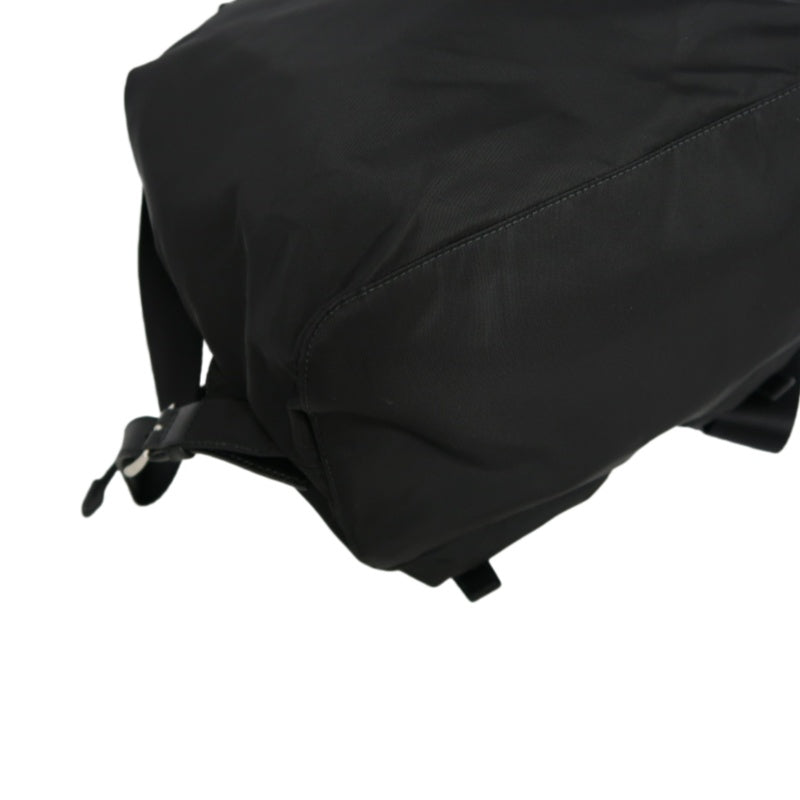 PRADA Flap Drawstring Backpack Nylon Black Silver Hardware