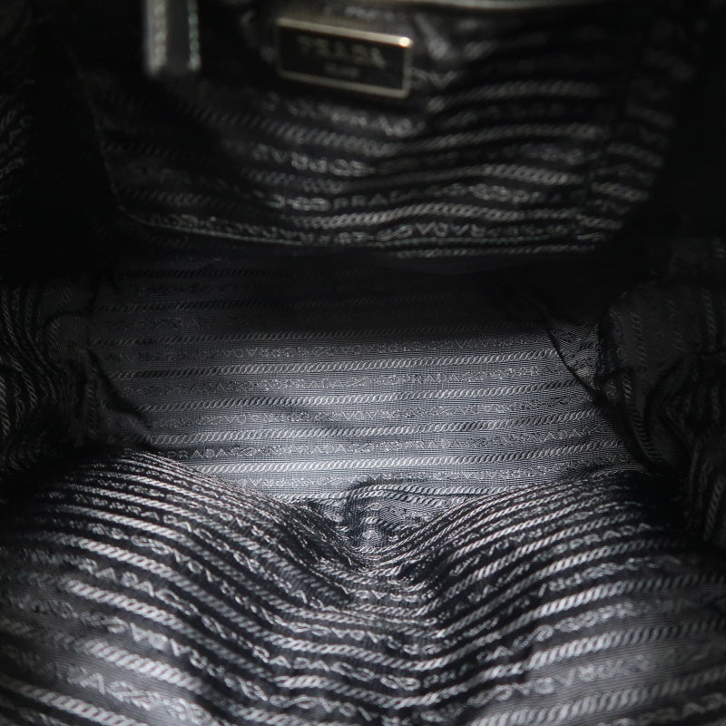 PRADA Flap Drawstring Backpack Nylon Black Silver Hardware