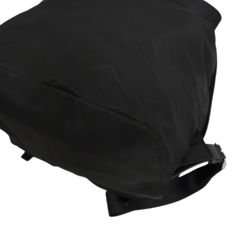 PRADA Flap Drawstring Backpack Nylon Black Silver Hardware