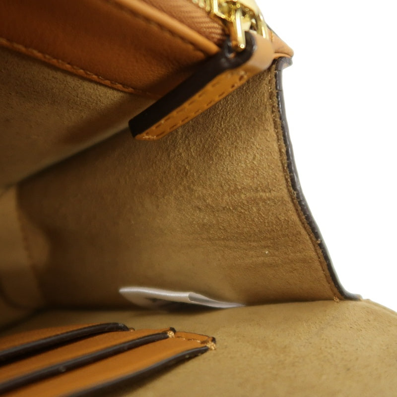 MCM Mini Postman Shoulder Bag Brown Visetos PVC Gold Hardware