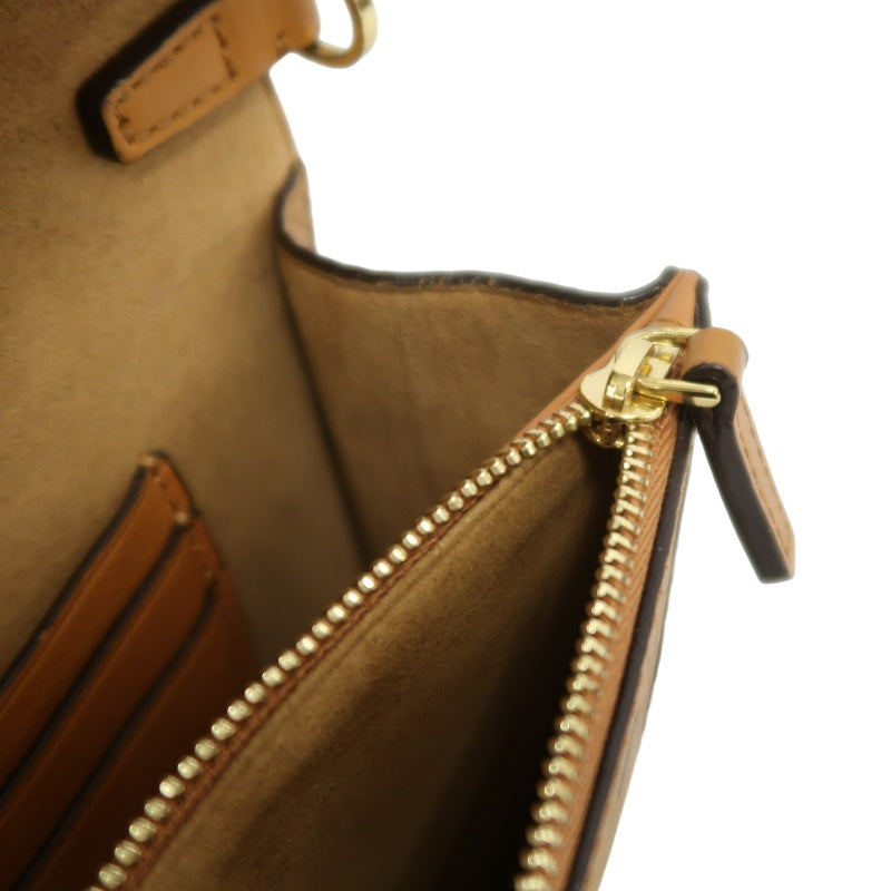 MCM Mini Postman Shoulder Bag Brown Visetos PVC Gold Hardware