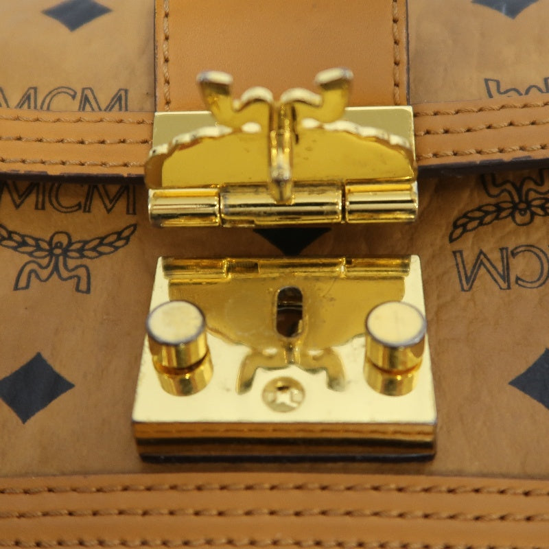 MCM Mini Postman Shoulder Bag Brown Visetos PVC Gold Hardware