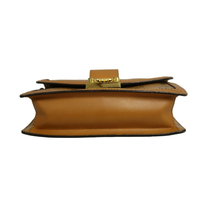 MCM Mini Postman Shoulder Bag Brown Visetos PVC Gold Hardware